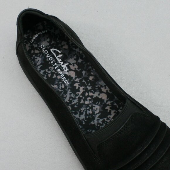 Clarks Ladies 9 Wide Breeze Sol Black Cloudsteppers Shoes Slip-on Loafers Flats - Picture 7 of 12